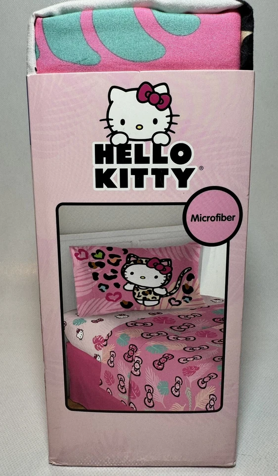 Juego de sábanas dobles de microfibra para niños Hello Kitty "Wild Jungle" paquete nuevo/original  Foto 4 de 4