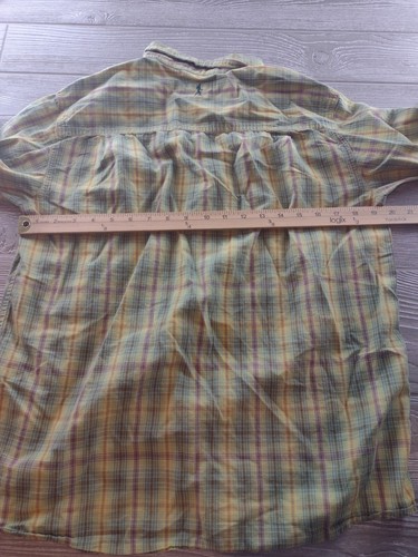 Royal Robbins Shirt M Green Plaid Button-up Poly Rayon Long Sleeve - Picture 9 of 10