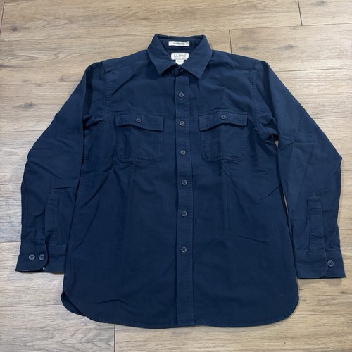 Vintage LL Bean Chamois Cloth Shirt Button Up Blue Men's Size Medium Work wear