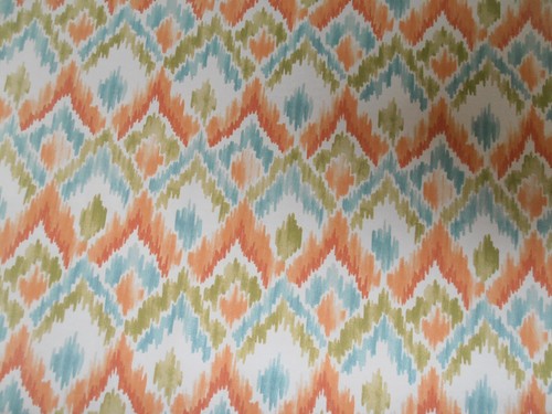 1 1/2 Yards 54" wide indoor outdoor peach green blue flame stitch fabric - Picture 2 of 6