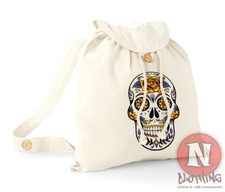 Crâne Sac à Dos Fleurs Vacances École Collège Coton Bio Jour Sac