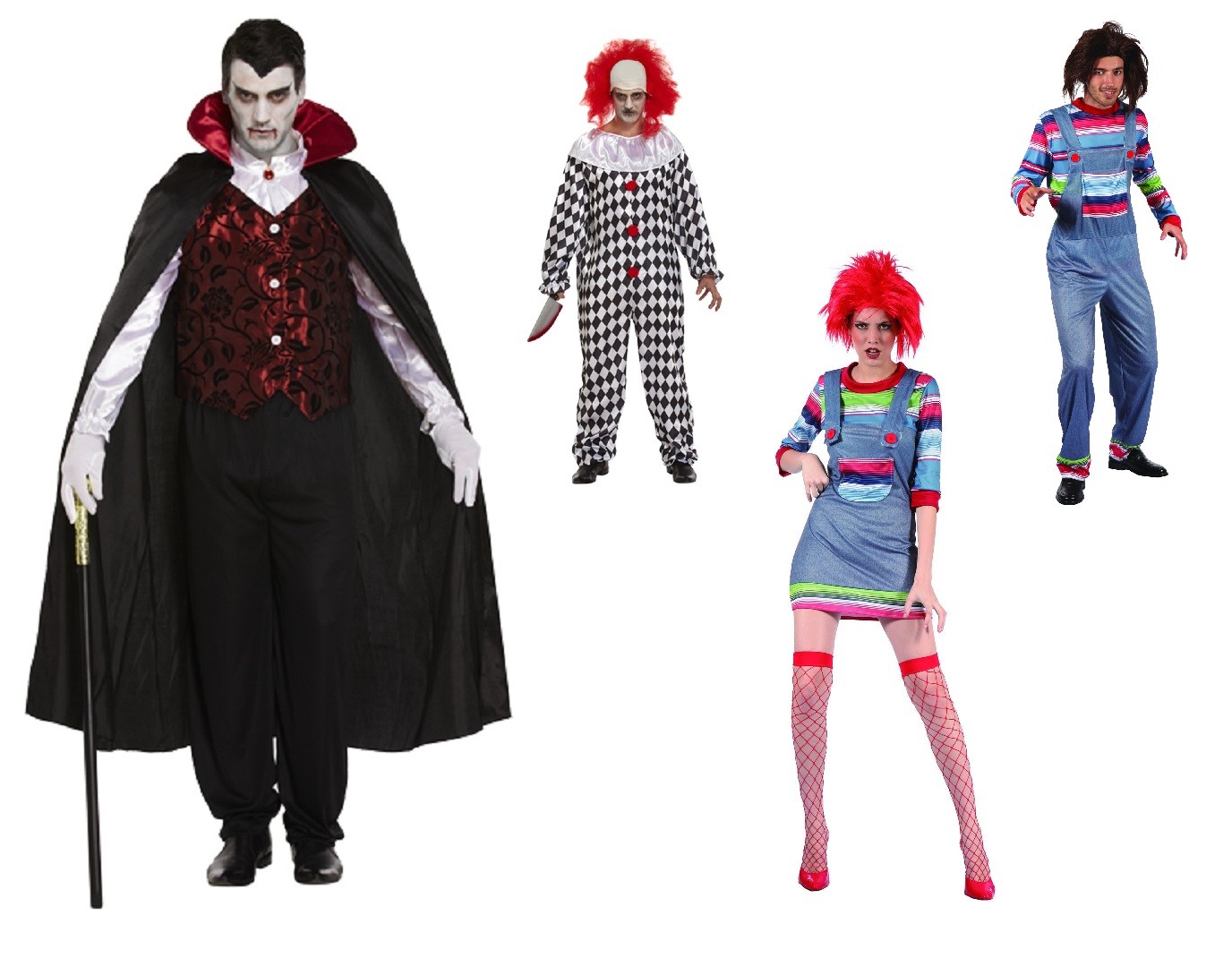 Hombre Mujer Unisex Disfraz de Halloween Drácula Payaso Chuckie