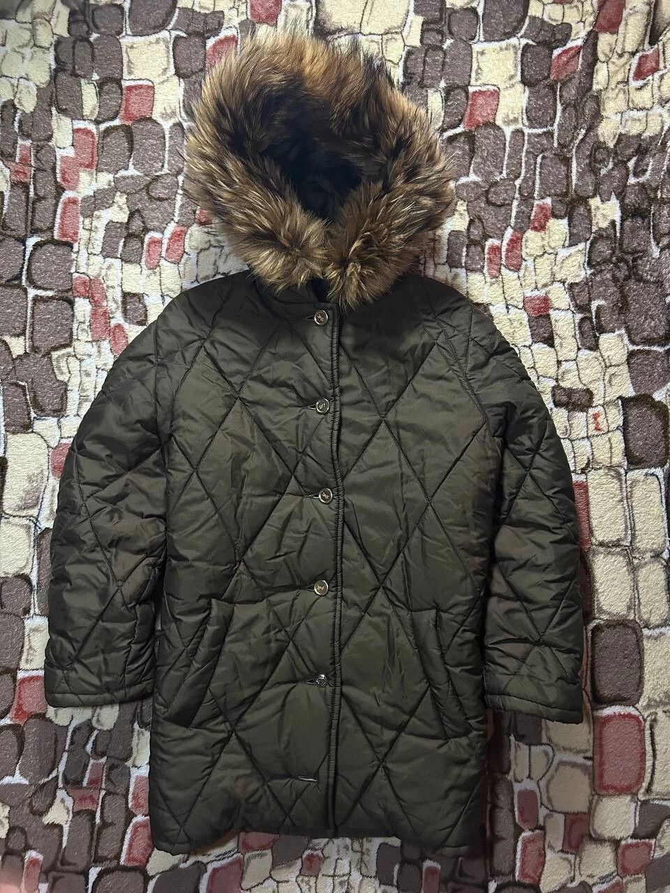 SAINT LAURENT (YSL) Giacca Francia vintage Saint Laurent Rive Gauche donna kaki con cappuccio etichetta taglia 42