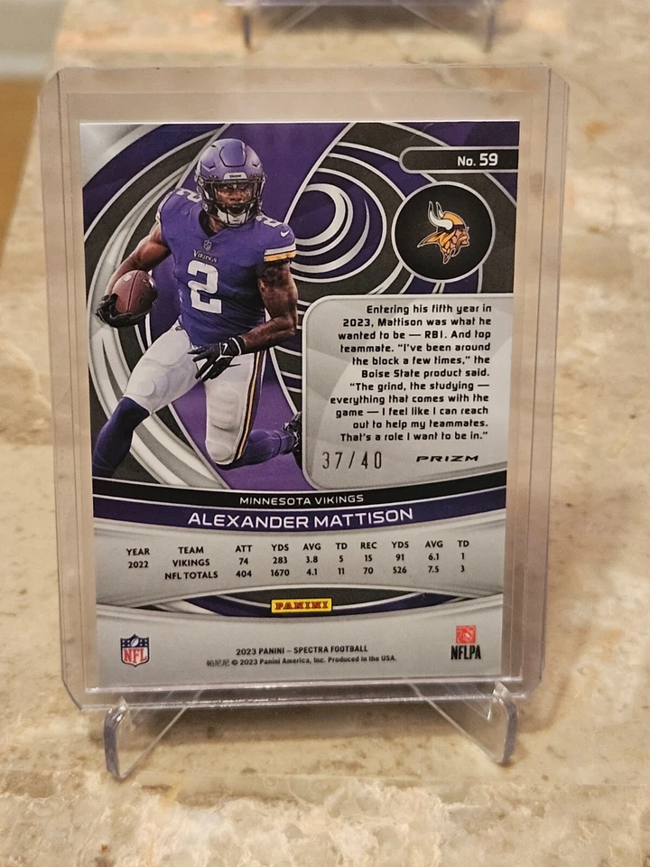 ALEXANDER MATTISON No. 59 2023 Panini Spectra Astral #37/40 - Minnesota Vikings - Image 2 of 2