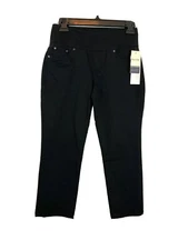 Jag Jeans NWT Womens 0P Black High Rise Straight Crop Pull-On Twill Pants