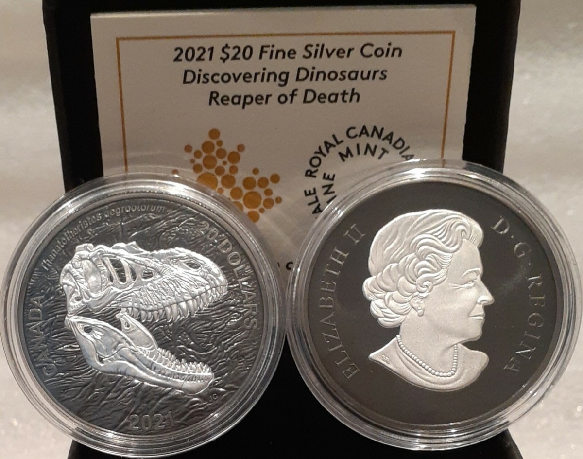 2021 Reaper Death Discovering Dinosaur Tyrannosaur 1OZ Silver Pf
