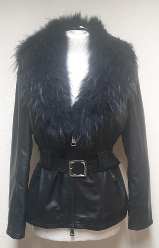 GIACCA CON COLLO PELLICCIA IN DI PELLE DONNA ART D0469 Tg DISPONIBILI DA 38  A 54 | eBay