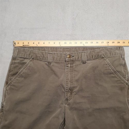 Carhartt Pants Men 42x32 Green Twill Relaxed Carpenter Cargo Workwear B324 DFE - Afbeelding 10 van 12