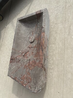 Stone Vessel Bathroom Sink, 32 x 16 inch Grey Marble Handmade Hand Vessel Sink