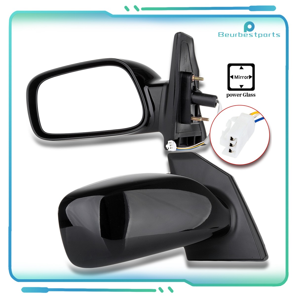 Black Power Driver Side Door Mirror Fits 2003-08 Toyota for