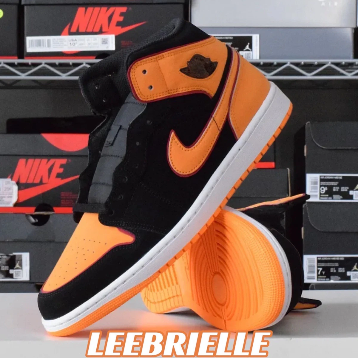 Jordan 1 mid orange and black discount