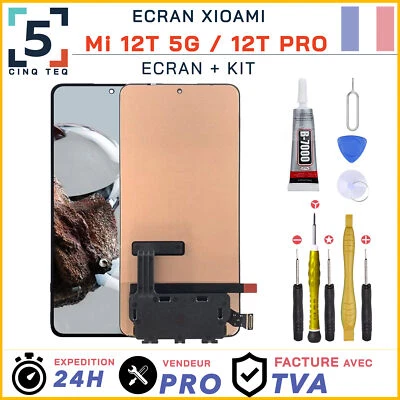 CINQ TEQ Ecran LCD Remplacement Xiaomi Mi 12T 5G 22071212AG / 12T Pro 22081212UG +Kit