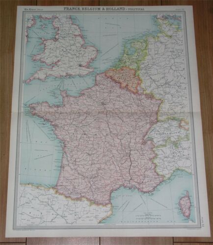 1922 VINTAGE MAP OF FRANCE / BELGIUM NETHERLANDS BELGIUM - Picture 1 of 6