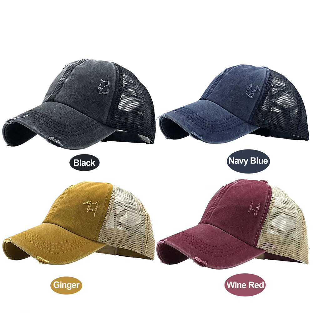 PONY Criss Cross Hat Trucker Cappello a Rete Regolabile Alta Coda di Cavallo Berretto da Baseball per Donna