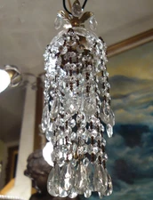 Vintage crystal glass hanging Jelly Fish vintage Lamp Chandelier brass 35" cord
