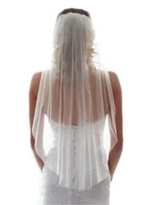 1 Tier Bride Wedding Veil Short Wasit Elbow Length Bridal Tulle Veils with Co...