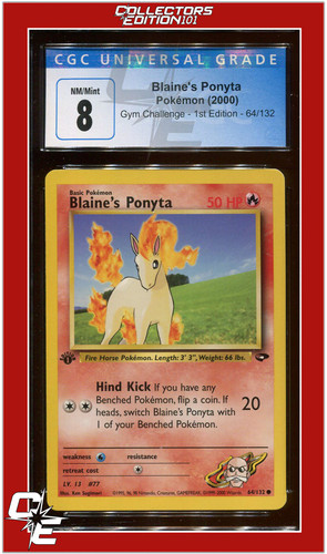 Blaine's Ponyta (1st Edition) graded CGC 8 for sale on eBay