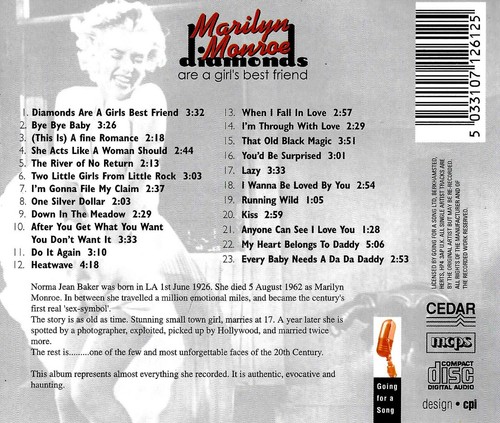 Marilyn Monroe – Diamonds Are A Girl's Best Friend MUSIC CD NEW SEALED - Picture 2 of 2