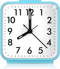 Analog Alarm Clock, Silent Non Ticking Small Clock, Travel Alarm Clock
