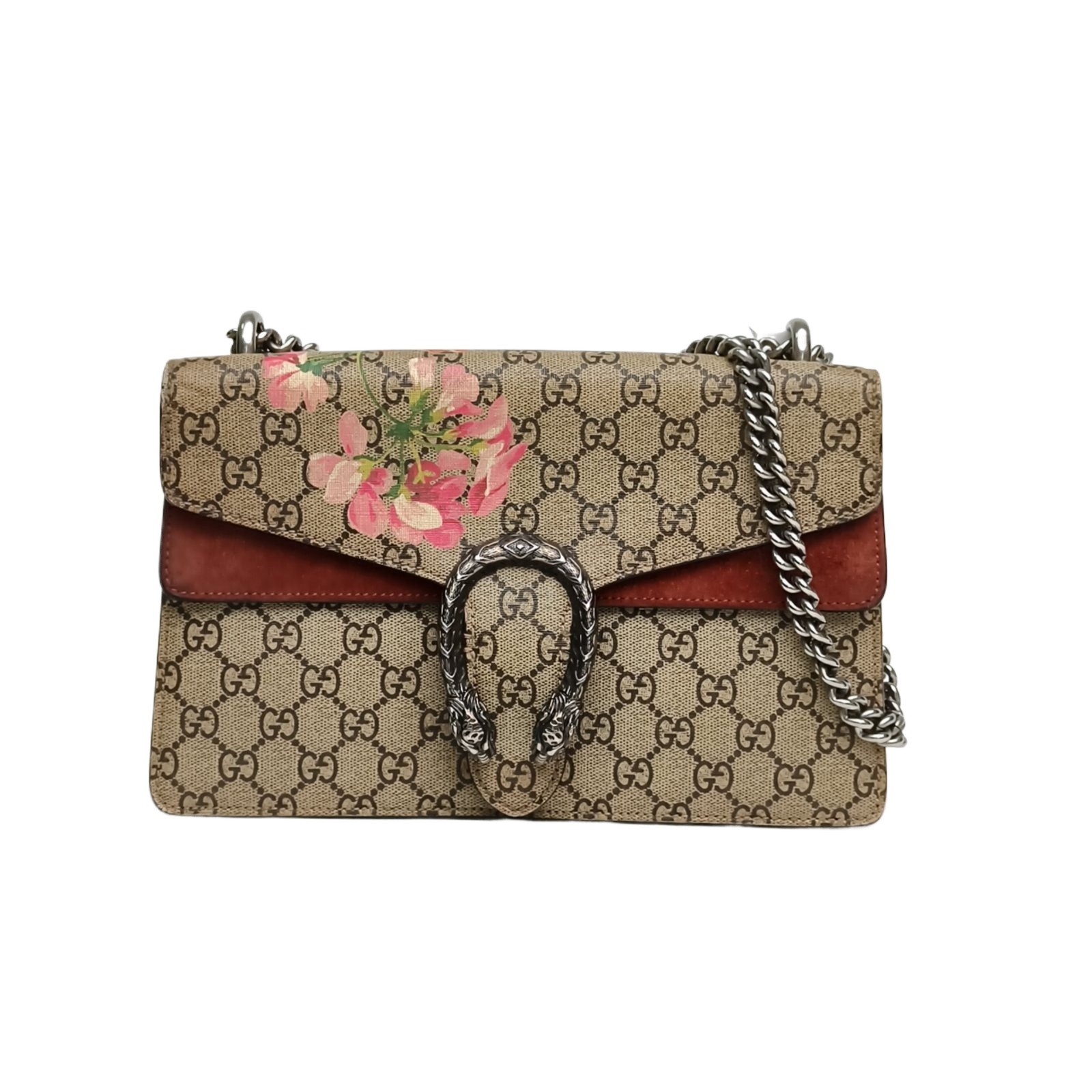 GUCCI Dionysus Medium Size 28cm Geranium Print Monogram PVC Shoulder Bag
