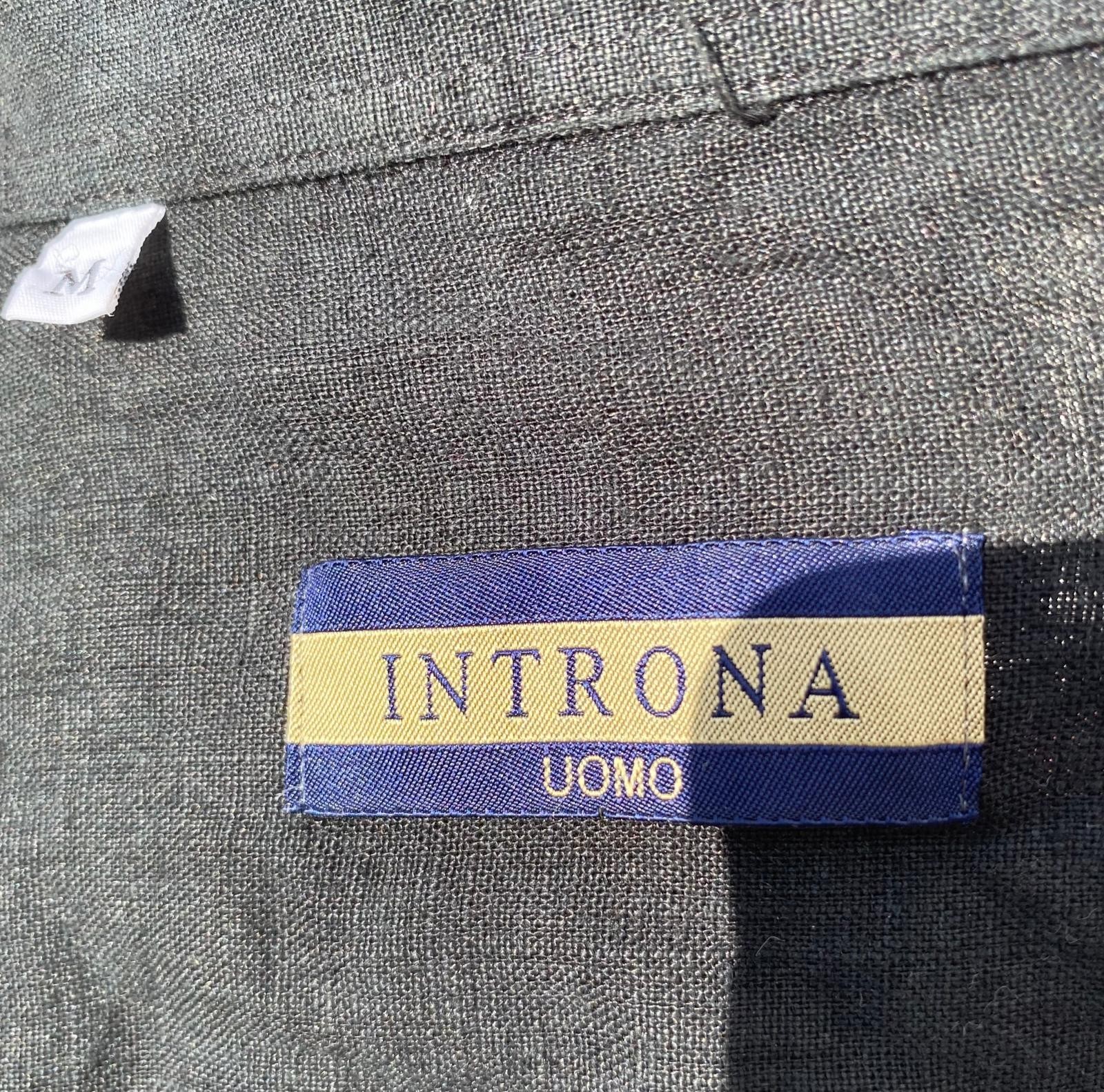 Introna Men's Black Linen Shirt Size M 38-40 UK Vintage RRP £190 image 2
