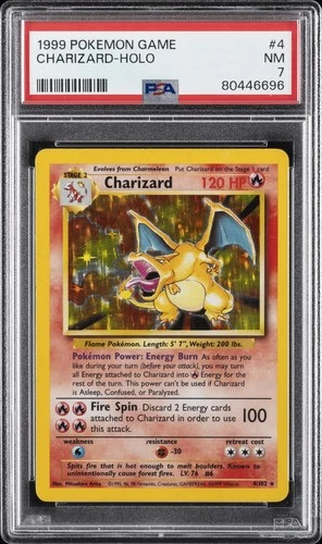 1999 POKEMON BASE SET UNLIMITED #4 CHARIZARD-HOLO PSA 7