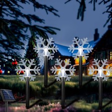 Solar Christmas Pathway Lights, 5 Pack Solar Snowflake Outdoor Waterproof Sta...