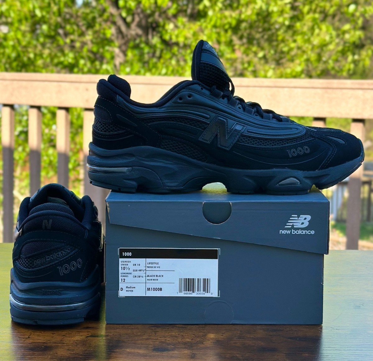 New Balance 1000 Triple Black Cement M1000B Men's 10.5 Castlerock