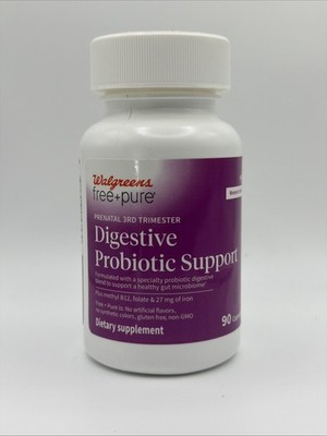Free+Pure Prenatal 3rd Trimester Digestive Probiotic Support Capsules, Exp: 9/27