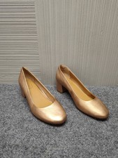 Corso Como Women Pump Shoe 11M Gold Metallic Block Heel Round Toe Formal Office