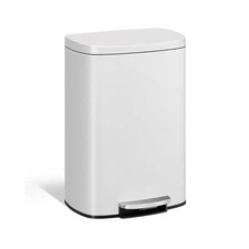 13 Gal Stainless Steel Rectangular Step-On Trash Can with Removable Inner Bin