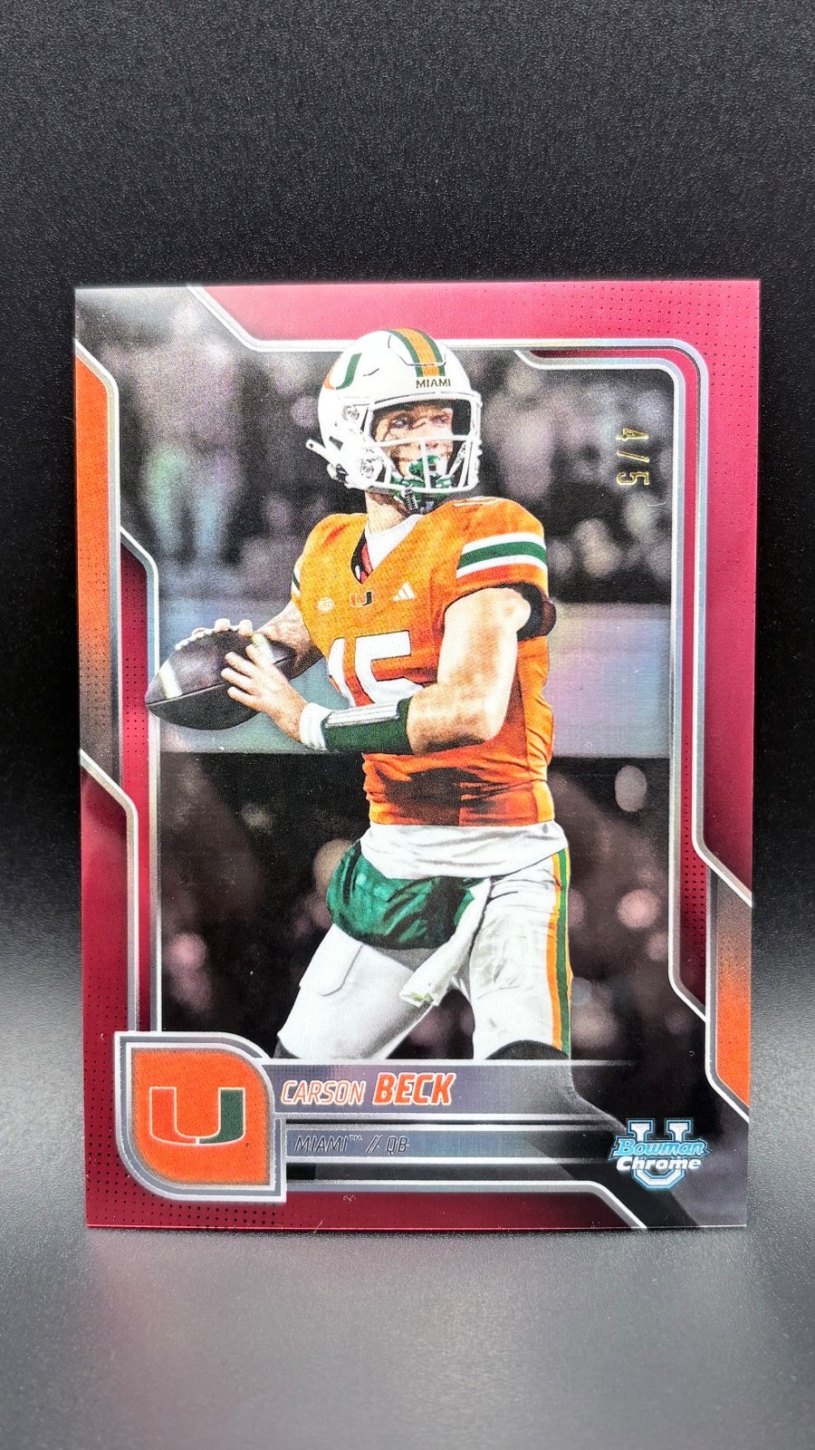 2025 Bowman Chrome University - Carson Beck #138 Red Refractor 4/5