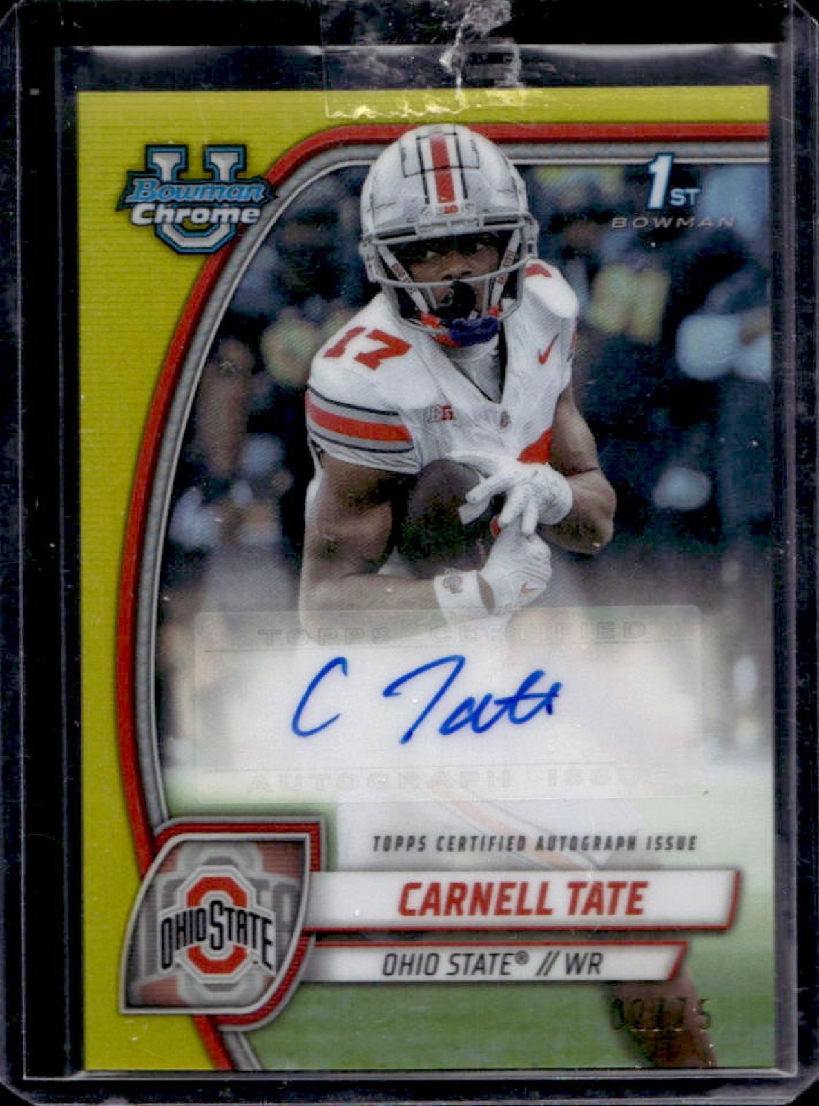 2024 Bowman Chrome U Carnell Tate Prospect Auto Yellow Refractor #2/75