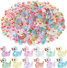 100Pcs Mini Glitter Ducks Colorful Tiny Small Little Resin Ducks to Hide Plastic