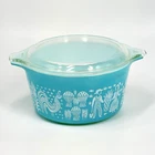 Vintage Pyrex 473 Amish Butterprint Cinderella Casserole 1 qt Turquoise w/ Lid