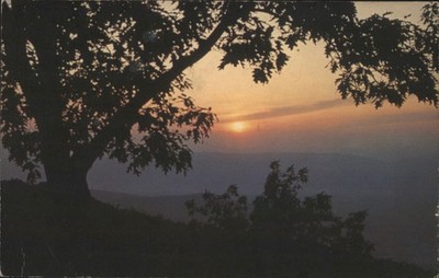 Virginia VA Sunset View from Big Meadows Lodge Terrace, Skyline Drive 1965