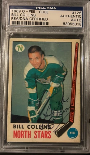 1969-70 O-Pee-Chee Bill Collins PSA/DNA Auto Autograph Minnesota North Stars
