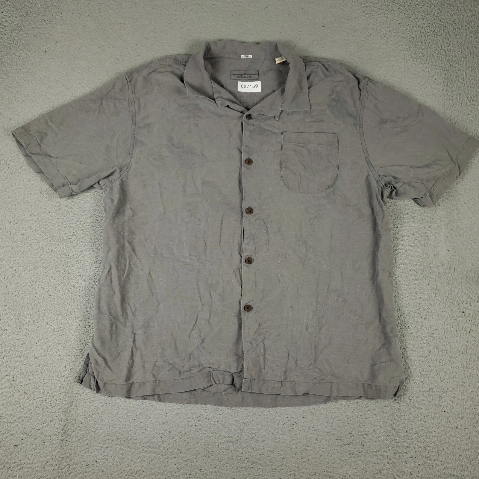 Tommy Bahama Shirt Mens XL Gray Silk Hawaiian Button Up Short Sleeve *