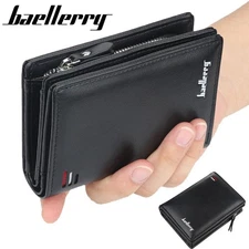 Waterproof Mens RFID Blocking Leather Wallet Credit Card ID Holder Zipper Purse