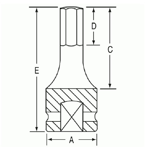 Grey Pneumatic 1912F 3/8 Inch Drive x 3/8 Inch Hex Driver Socket - Bild 2 von 5