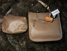 Steve Madden Brown Tote Bag with Detachable Strap, Pouch, Bag Charm