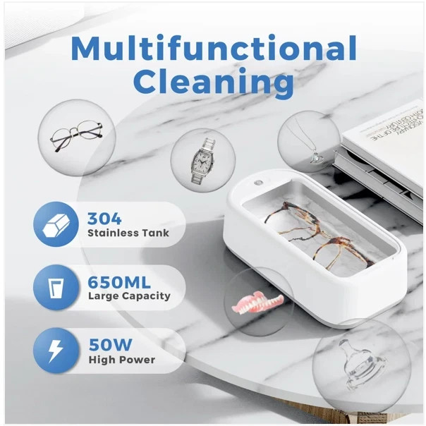 Ultrasonic Jewelry Cleaner 48 kHz – Portable Ring & Gemstone Cleaning Machine