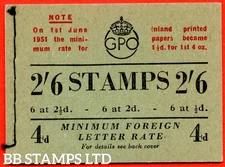 SG. BD19 (2). 2/6 - A very fine complete George VI booklet Containing Sta B77527