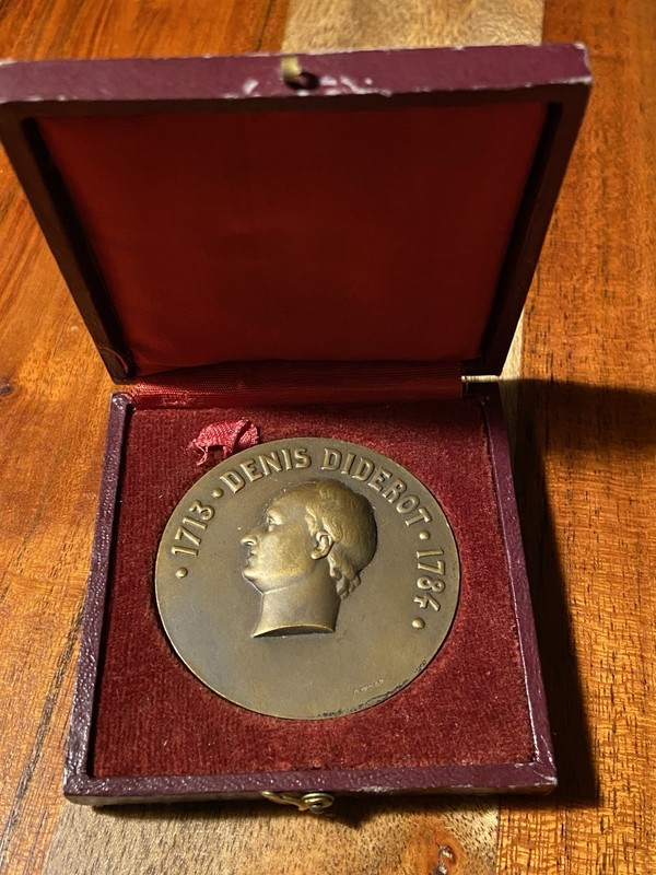 France Medal Denis Diderot 1713-1784 Bicentennial of Birth 1913 - Bronze