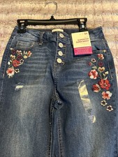SO Girl  s Superstar Super Skinny Jeans Size 12 Floral Embroidery