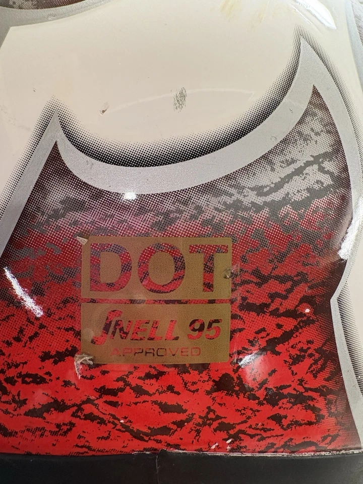 Capacete de motocross M2R rosto inteiro design chama branca vermelha DOT SNELL 95 aprovado - Imagem 4 de 4