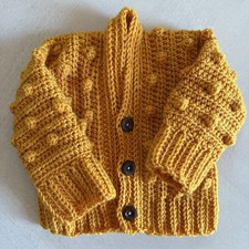 Handmade Baby Cardigan - Crocheted- Buttoned 0-6 Months