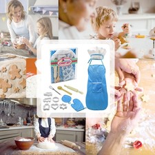 1-Kids Cooking And Baking Set 13 PCS With Chef Hat Apron Oven Mitt Kitchen FKUK
