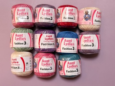Lot of 11 Aunt Lydia's Crochet Thread Fashion 3, Multi Color, 100% Merc. Cotton