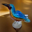 Vtg Murano/Style Kingfisher Bird Glass Figurine Sculpture 6" x 8" x 3"